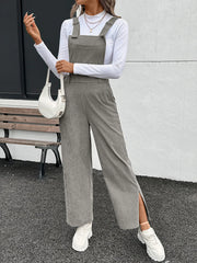 Slit Wide Leg Overalls with Pockets OutfitFlow