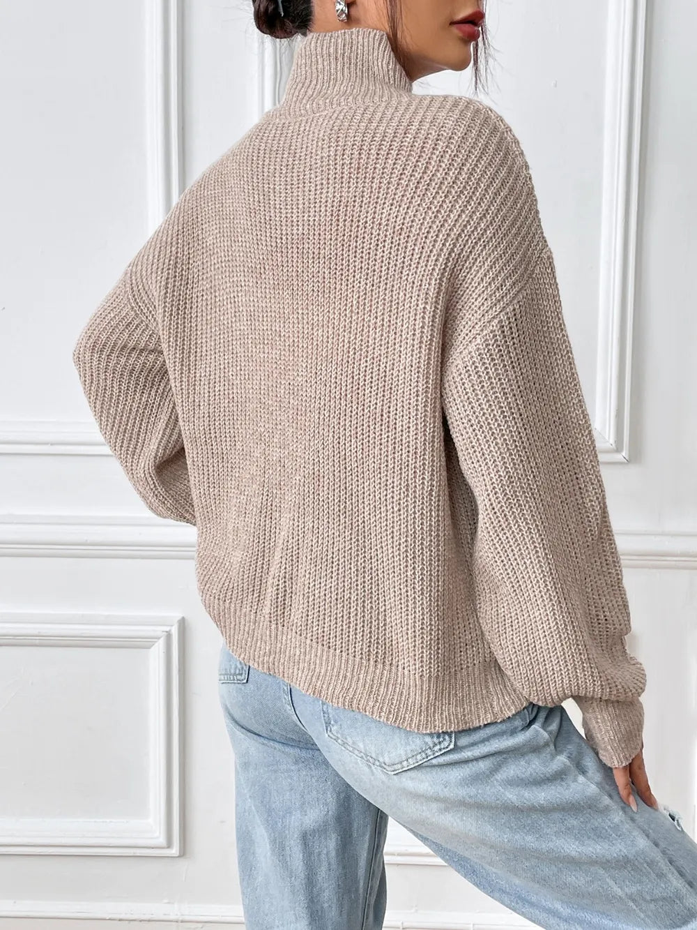 Turtleneck Long Sleeve Sweater Trendsi