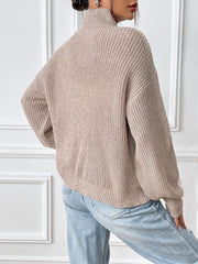Turtleneck Long Sleeve Sweater Trendsi