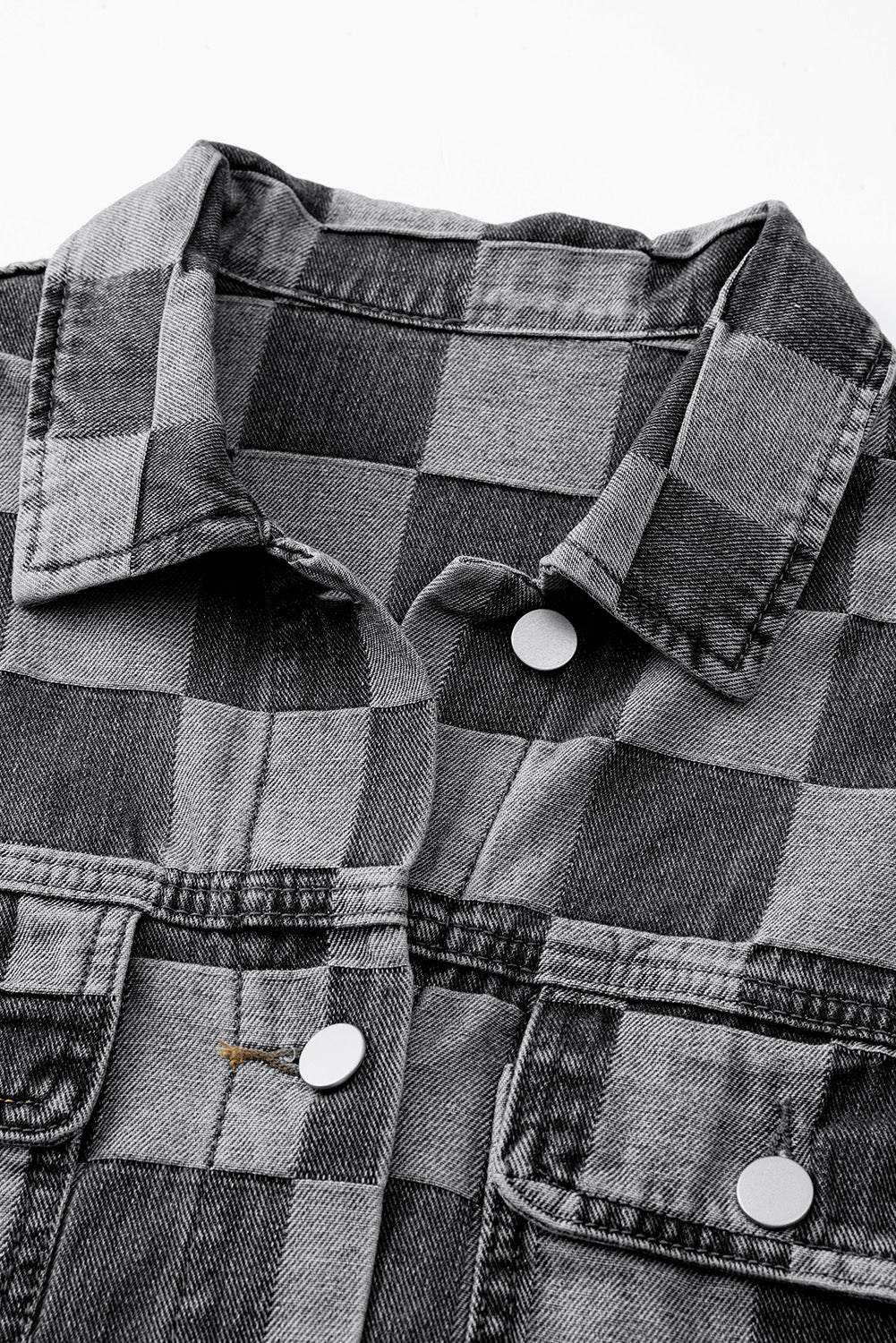 Outfit Flow - Checkered Button Up Denim Jacket