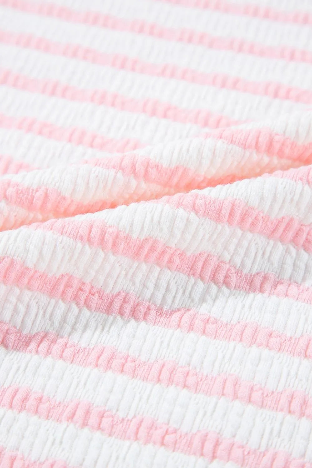 Stripe Knitted Short Sleeve Top and Drawstring Shorts Set OutfitFlow