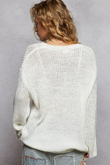 POL Oversized V-Neck Knit Top OutfitFlow