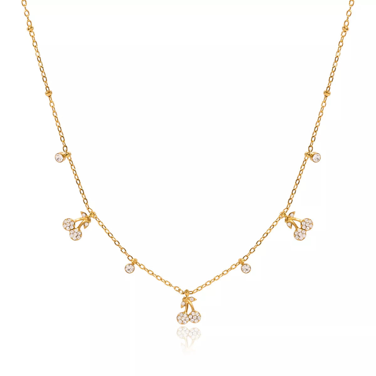 18K Gold-Plated Zircon Cherry Necklace OutfitFlow