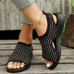 Open Toe Platform Sandals Black OutfitFlow