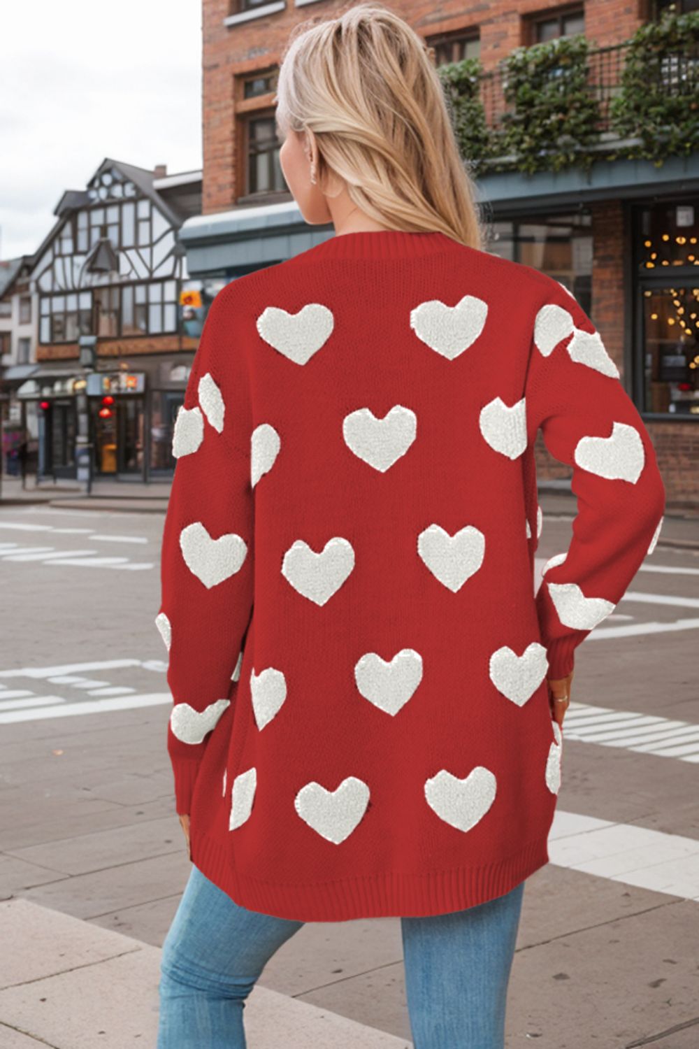 Outfit Flow - Heart Button Down Long Sleeve Cardigan