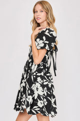 Umgee Full Size Two Tone Floral Print Babydoll Dress Plus Size OutfitFlow