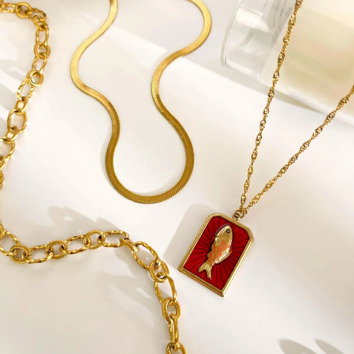 3-Piece 18K Gold-Plated Stainless Steel Necklace OutfitFlow