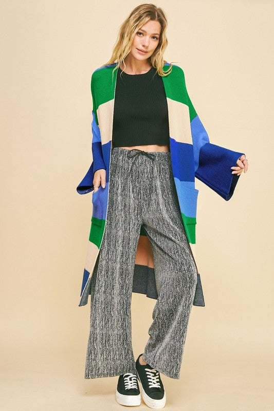 Outfit Flow - Davi & Dani Color Block Kimono Sleeve Open Front Cardigan