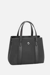 David Jones Canvas Handbag with Leather Trim BLACK One Size Trendsi