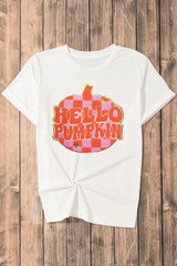 Pumpkin Round Neck Short Sleeve T-Shirt OutfitFlow