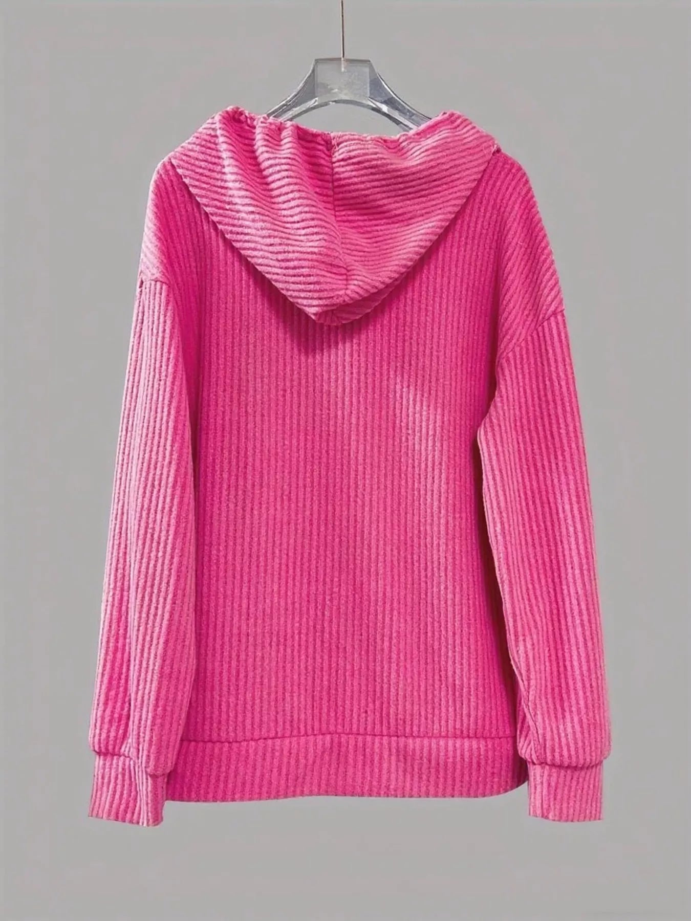 Button-Front Drawstring Hoodie OutfitFlow