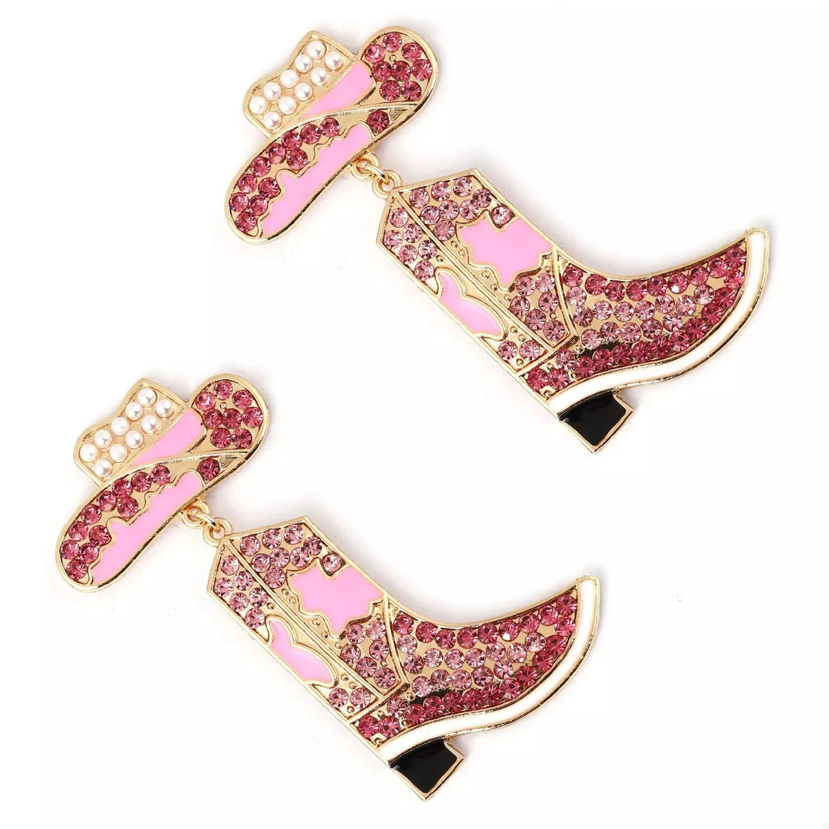 Rhinestone Cowboy Boot Dangle Earrings OutfitFlow
