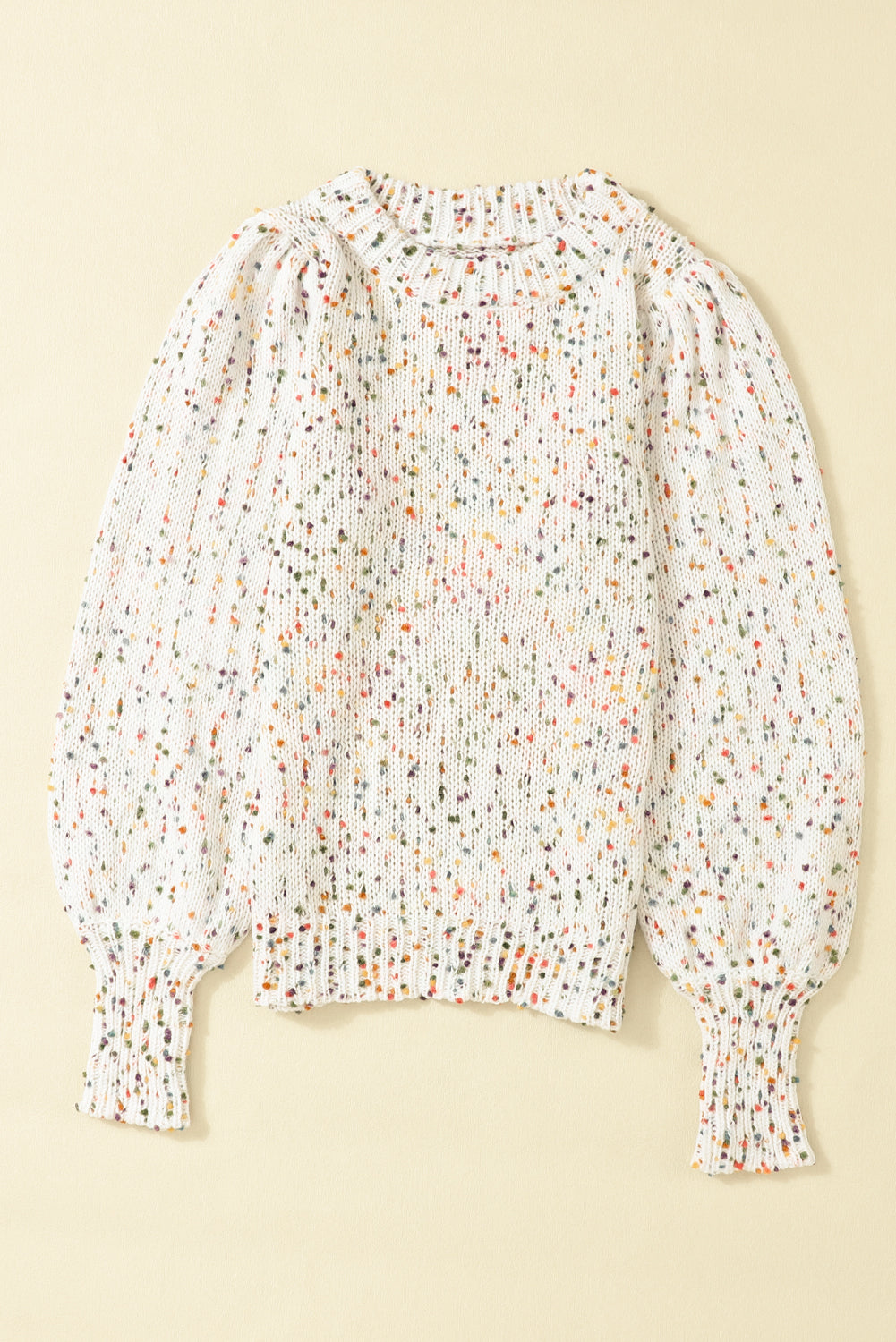 Outfit Flow - Confetti Round Neck Long Sleeve Sweater