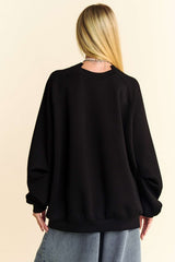 Outfit Flow - Davi & Dani Round Neck Raglan Sleeve Sweatshirt