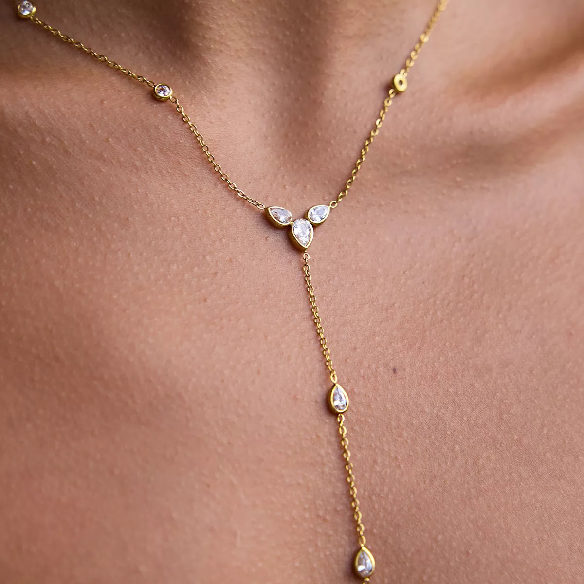 18K Gold-Plated Zircon Chain Necklace OutfitFlow
