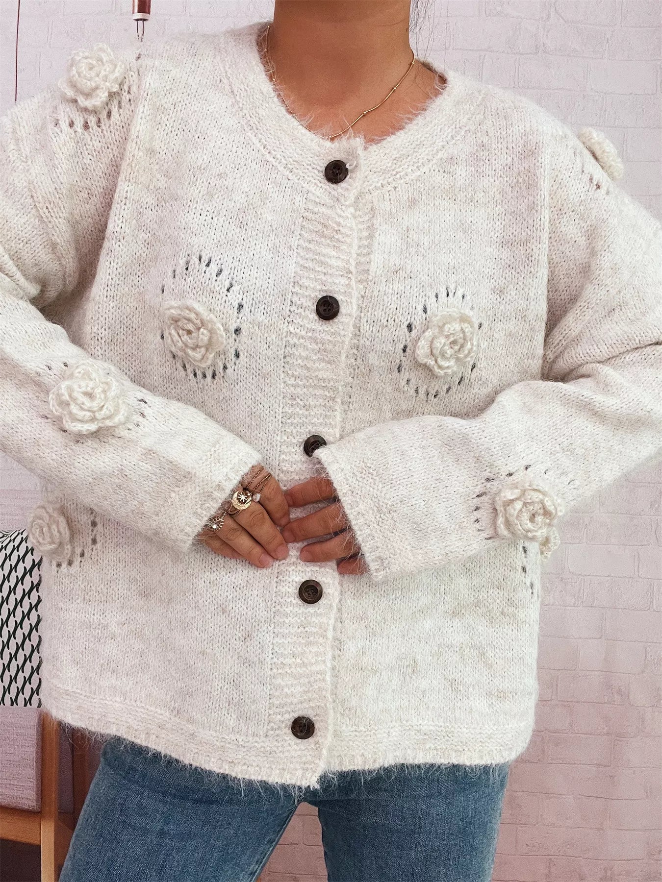 Flower Button-Up Cardigan OutfitFlow