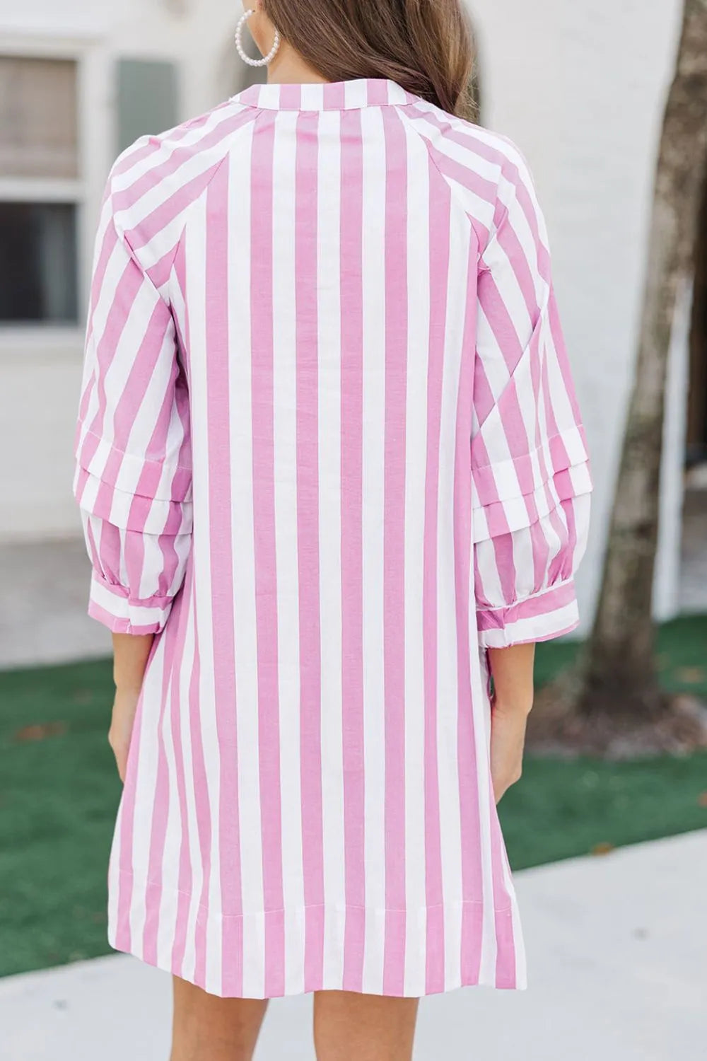 Striped Notched Mini Dress OutfitFlow