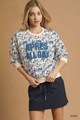 Umgee Scenic Print Cropped Sweatshirt OutfitFlow