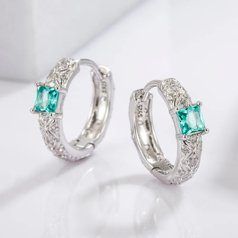 925 Sterling Silver Inlaid Zircon Earrings OutfitFlow