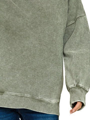 Zenana Full Size Acid Washed Double Ribbed Hi-low Sweatshirt Plus Size OutfitFlow