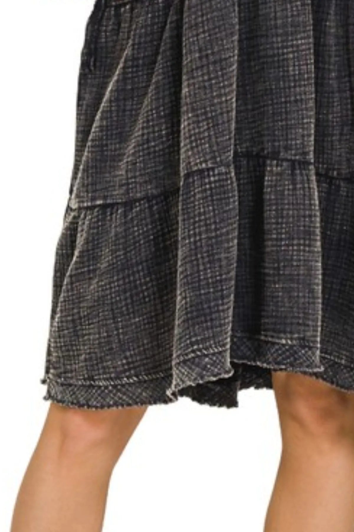 Zenana Washed Double Gauze Raw Edge V-neck Dress OutfitFlow