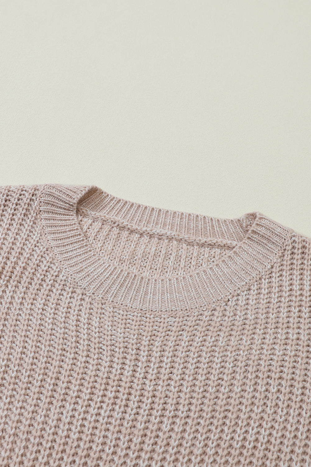 Outfit Flow - Cable-Knit Round Neck Dropped Shoulder Sweater