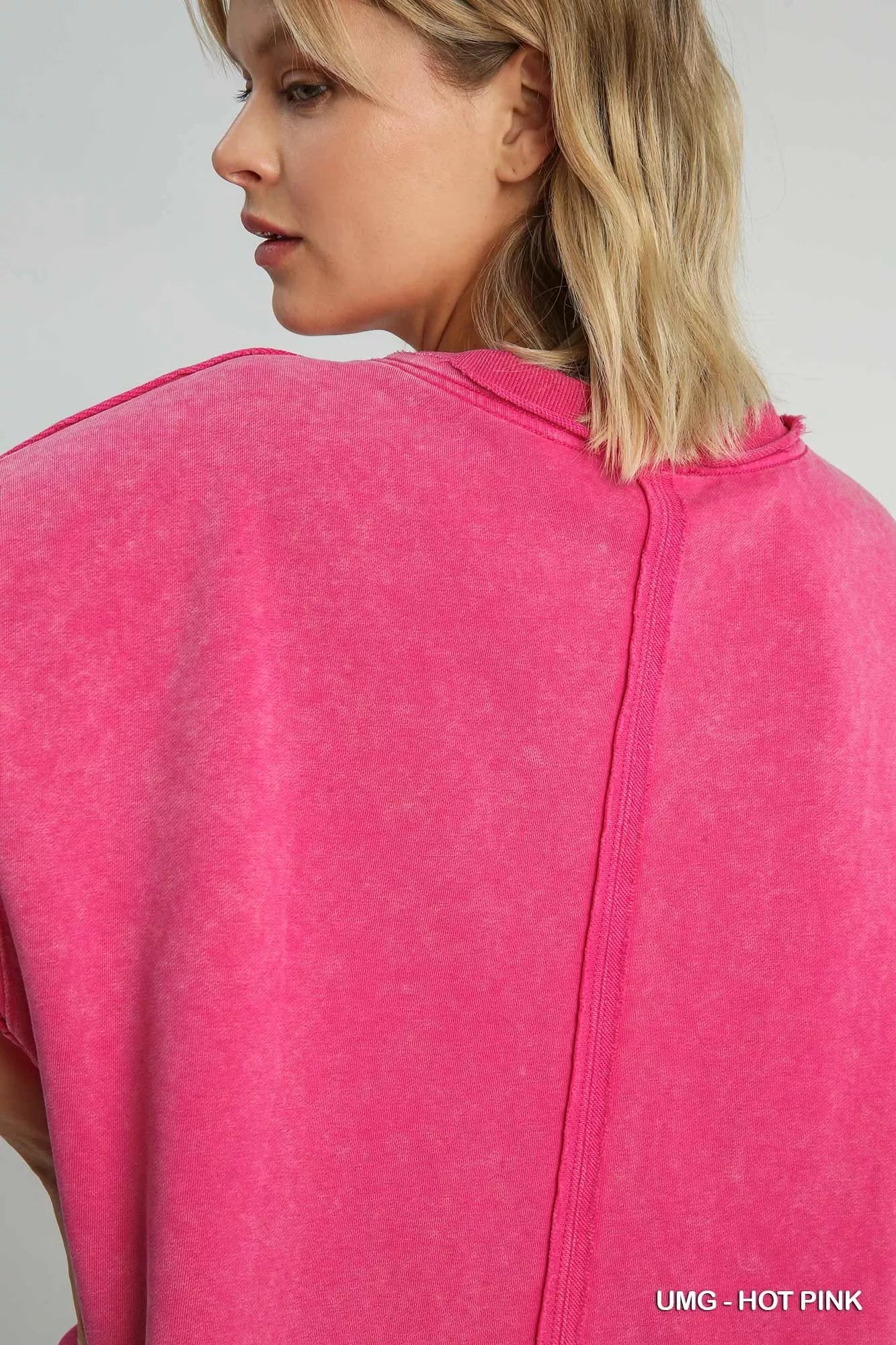 Umgee Mineral Wash Round Neck Top OutfitFlow