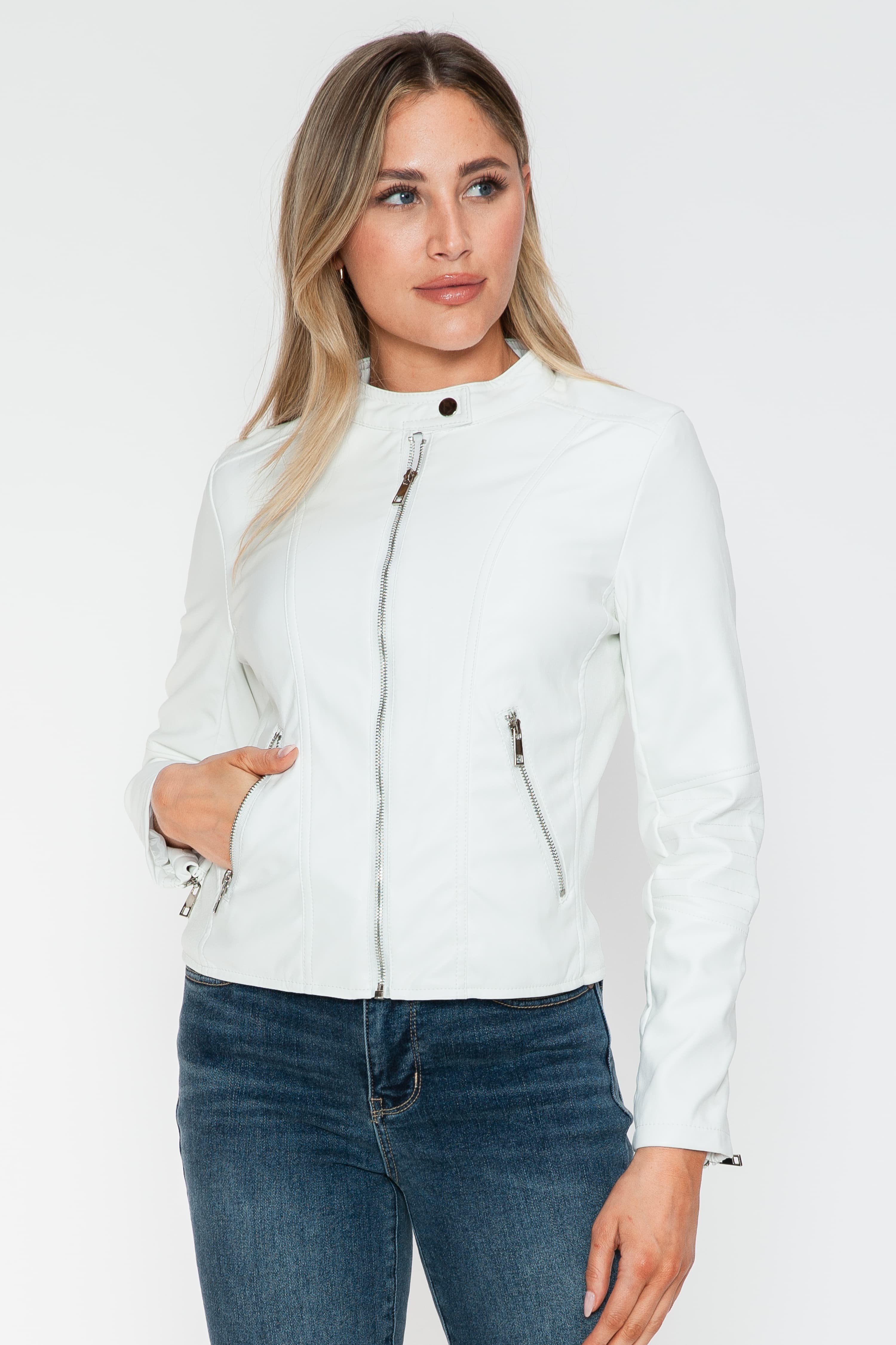 Outfit Flow - Snobbish PU Leather Zip Up Jacket with Pockets