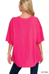 Zenana Cotton Short Sleeve Oversized Tunic Tee OutfitFlow