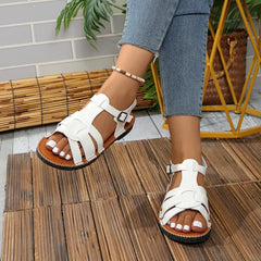 Open Toe Flats Sandals White OutfitFlow