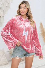 Outfit Flow - Sequin Flash Pattern Long Sleeve Dropped Shoulder Oversized Hoodie