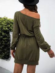 One Shoulder Tie Waist Dress OutfitFlow