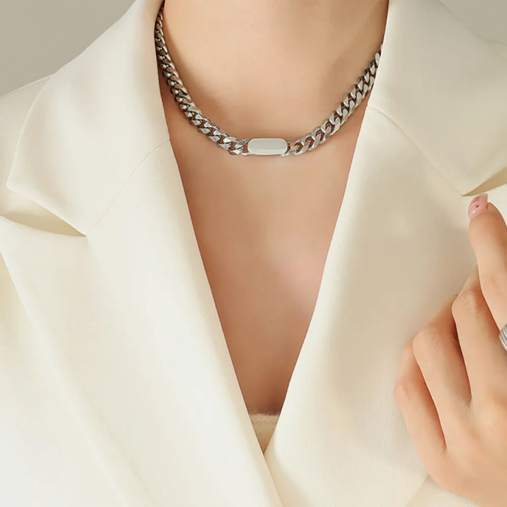 18K Gold-Plated Chain Necklace Silver One Size OutfitFlow