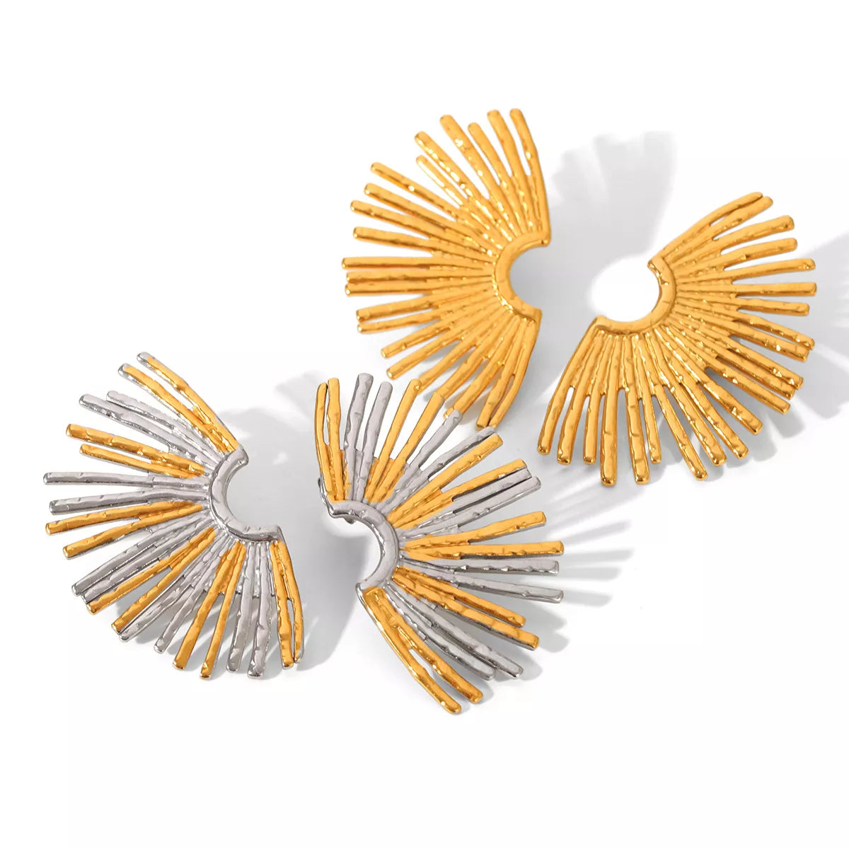 Stainless Steel Fan-Shaped Earrings OutfitFlow