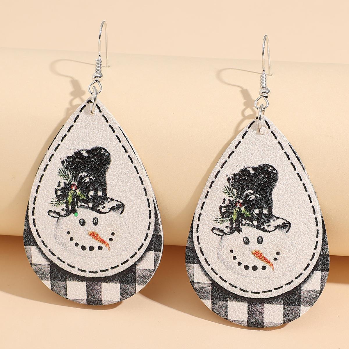 Outfit Flow - Snowman PU Leather Dangle Earrings