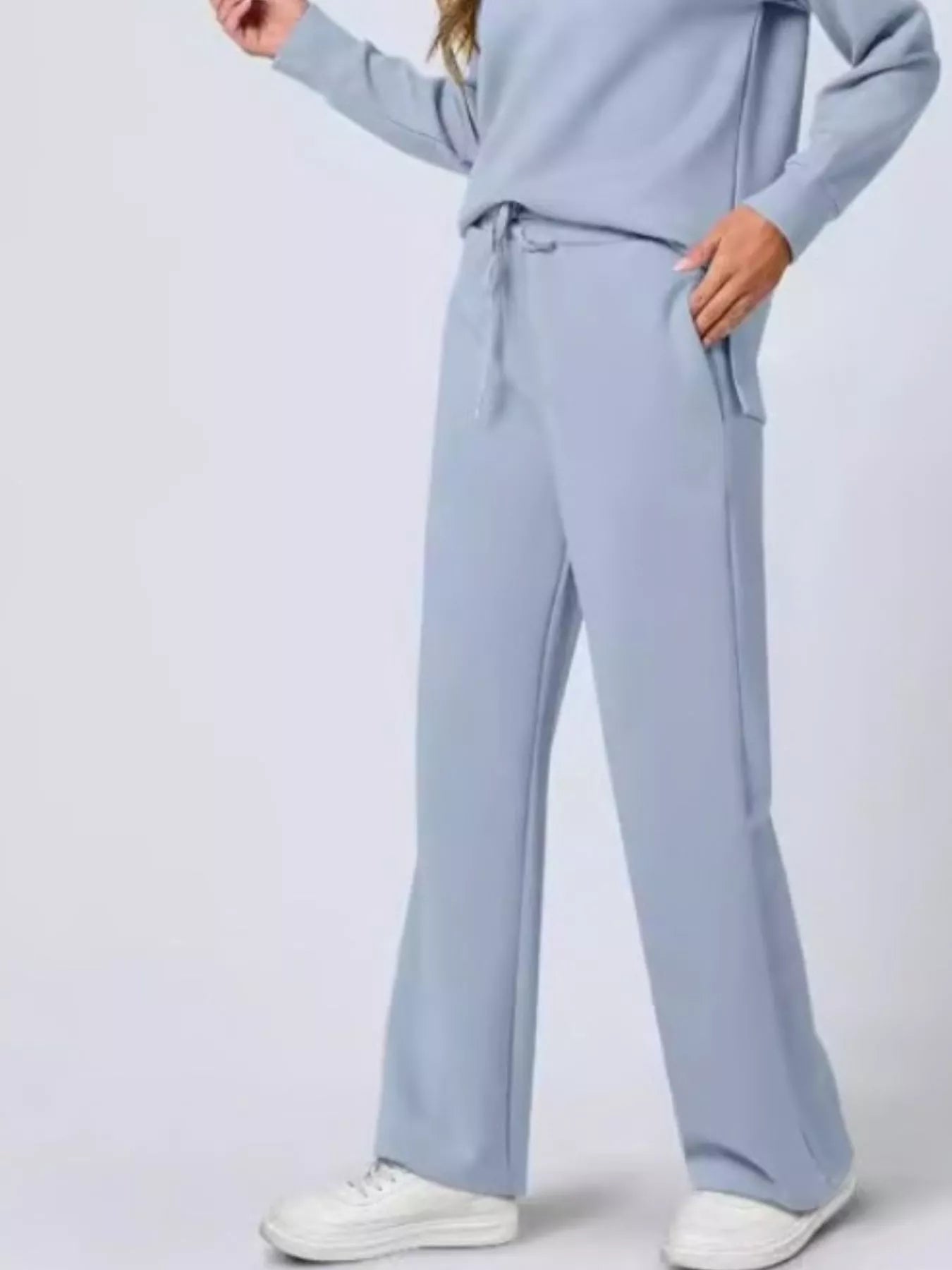 Full Size Johnny Collar Long Sleeve Top and Pants Plus Size OutfitFlow