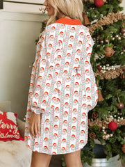 Christmas Santa Print Button Front Mini Dress Trendsi