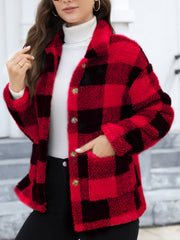 Outfit Flow - Button Up Drop Shoulder Fuzzy Jacket