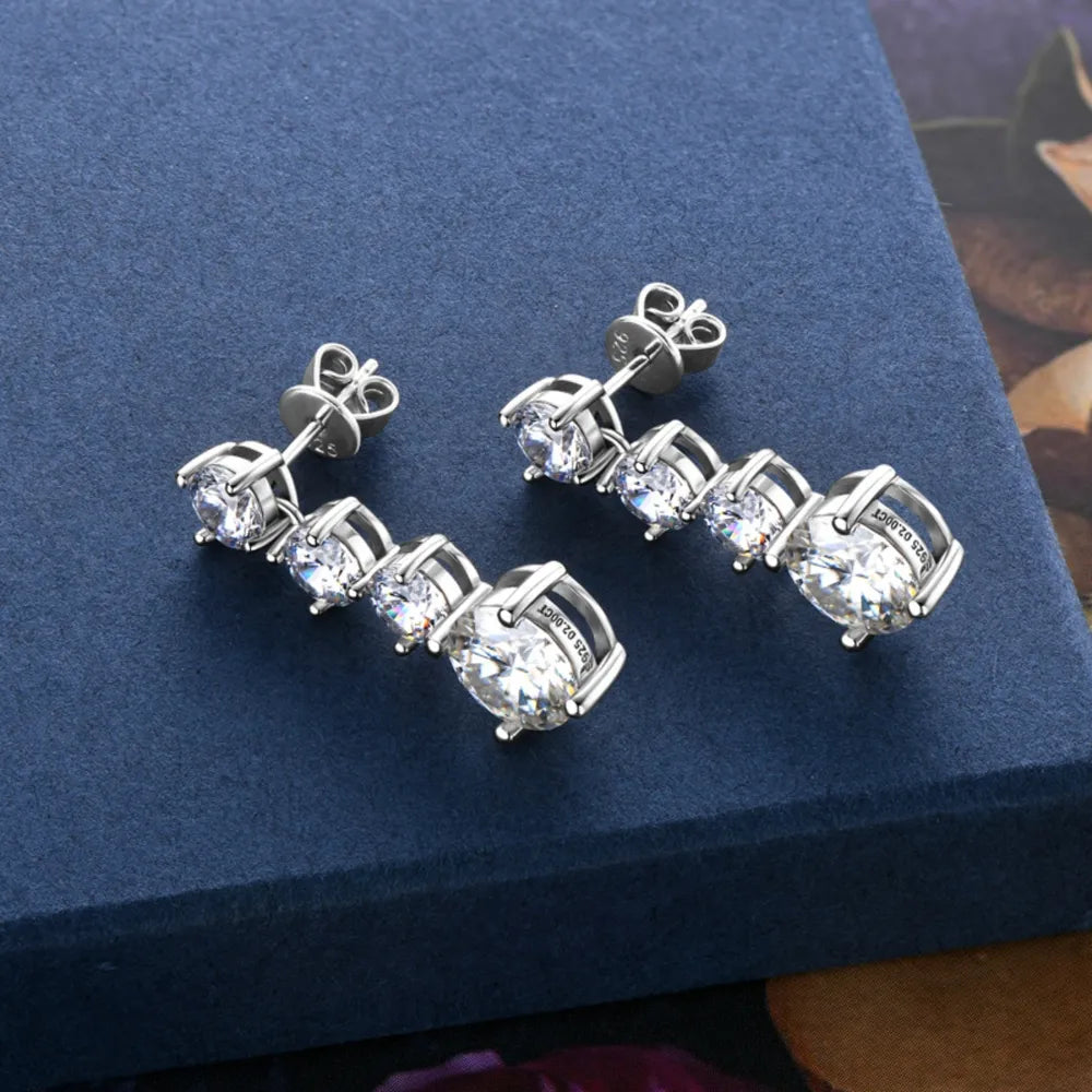 4 Carat Moissanite 925 Sterling Silver Earrings OutfitFlow