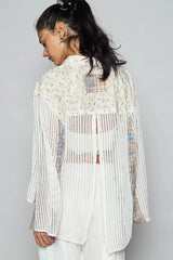 POL Floral Slit Back Plaid Patchwork Shirt OutfitFlow