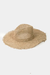 Fame Fringe Edge Straw Braided Western Fedora Hat Tan One Size OutfitFlow