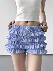Plaid Ruffled Layered Shorts OutfitFlow