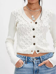 Outfit Flow - V-Neck Button Up Cropped Cardigan