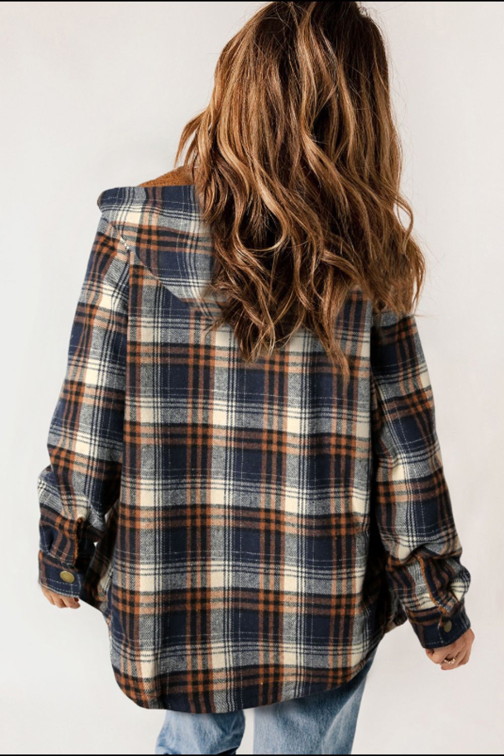 Outfit Flow - Plaid Button Up Long Sleeve Hooded Jacket