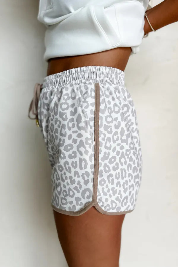 Leopard Print Drawstring Casual Shorts OutfitFlow