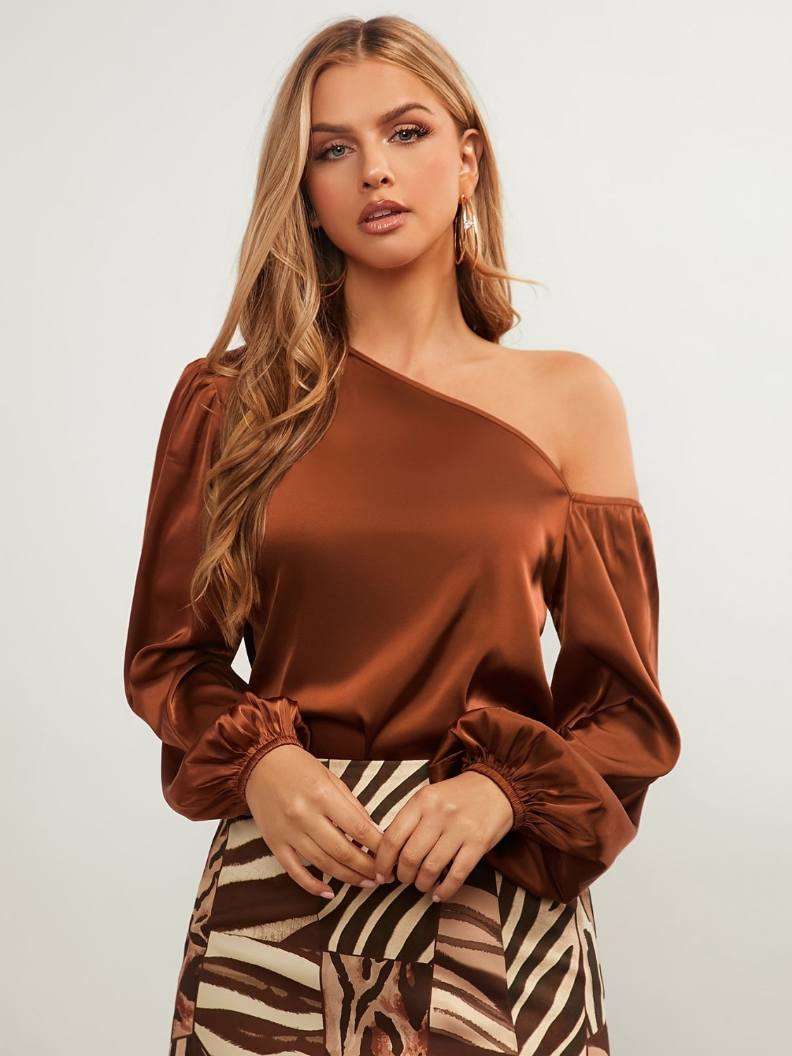 One Shoulder Long Sleeve Blouse