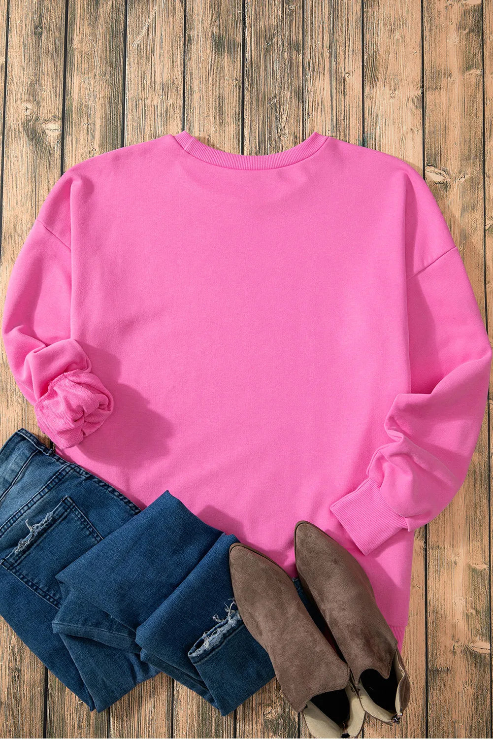 Outfit Flow - High-Low Round Neck Long Sleeve Sweatshirt