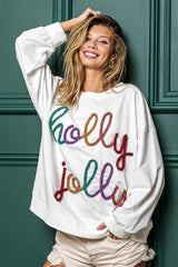 BiBi Holly Jolly Christmas French Terry Sweatshirt OutfitFlow