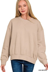 Zenana Fleece Long Sleeve Sweatshirts & Shorts Set Trendsi
