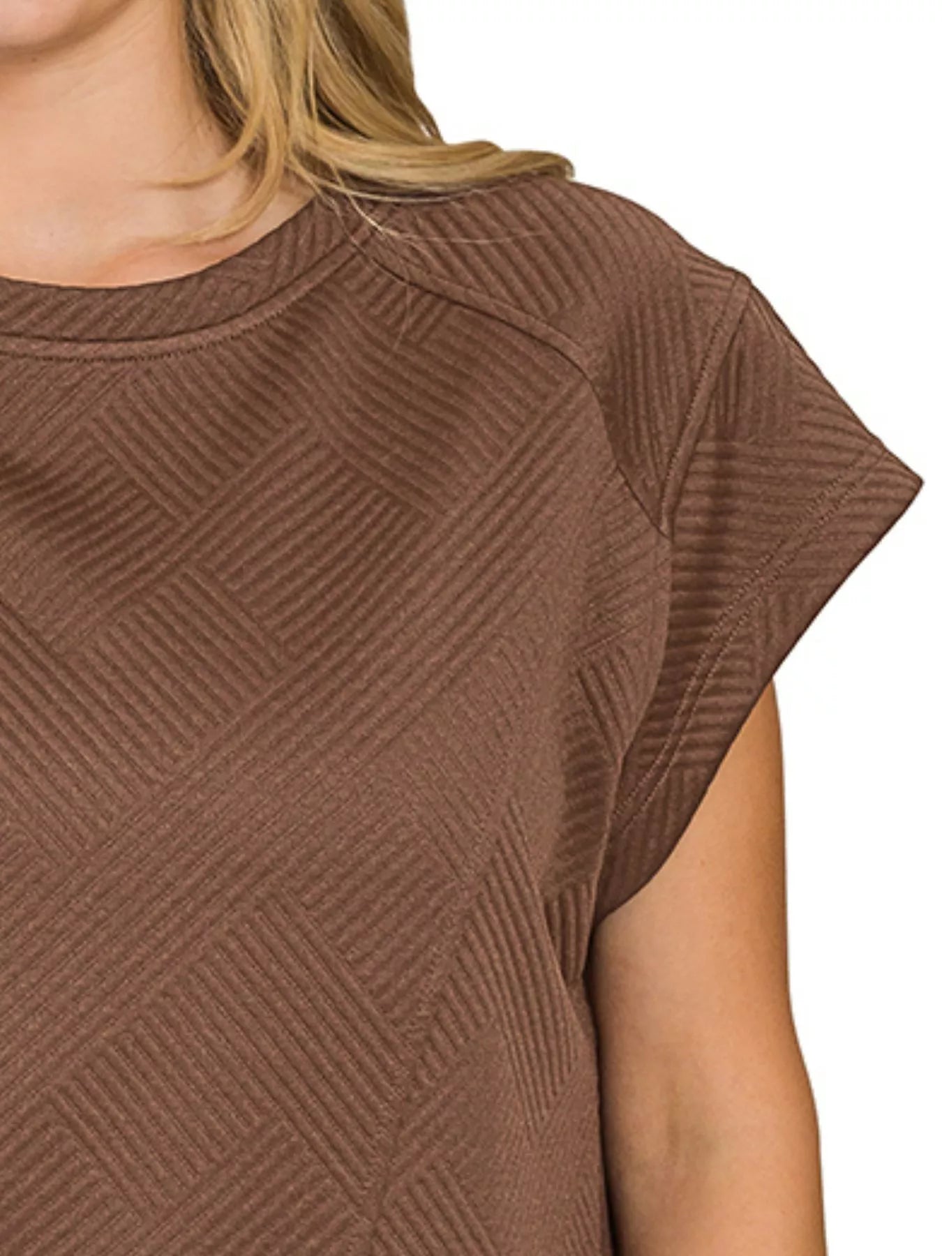 Zenana Textured Knit Jacquard Short Sleeve Top OutfitFlow